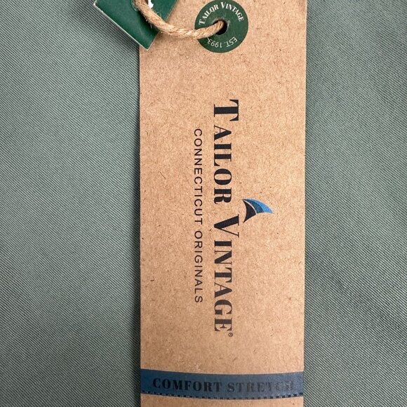 Tailor Vintage Mens Slim Fit Chinos Green Pants 38x30 Stretch Fabric - Picture 8 of 9